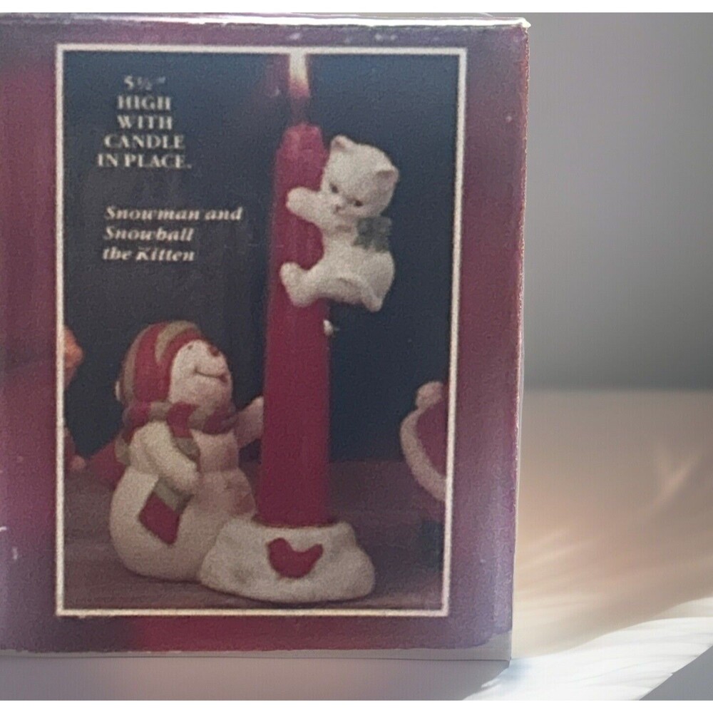 Extremely Rare Vintage Porcelain Snowman & Kitten and Climber Candle Holder.